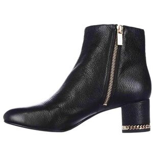 Michael Kors Black Ankle Boots with Gold Accents